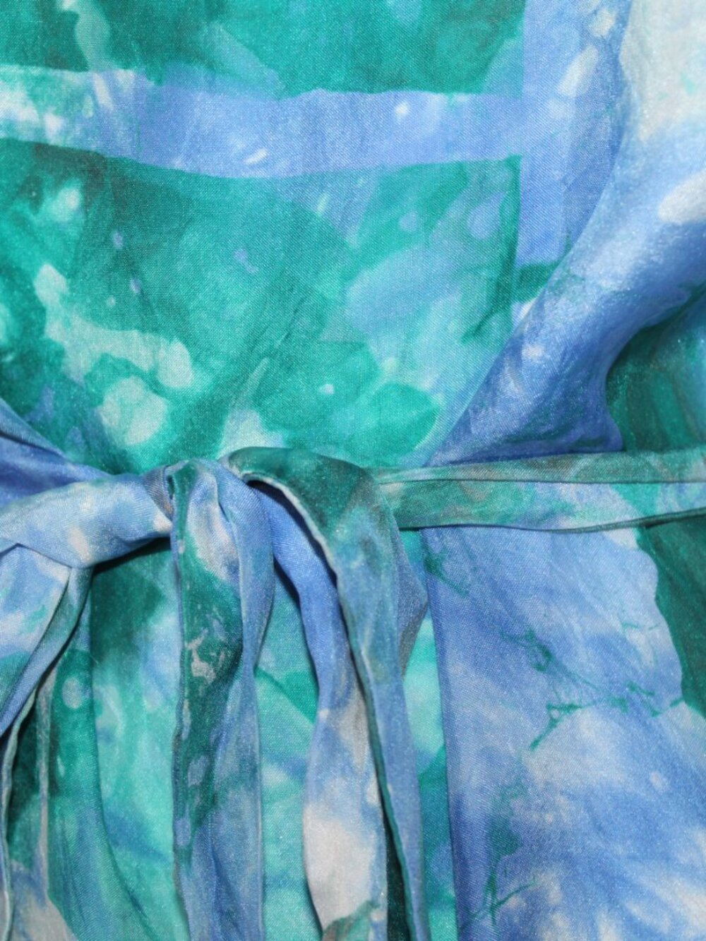 Osei Duro blue silk kaftan dress flowy watercolor beach resort wear mini - Picture 6 of 12